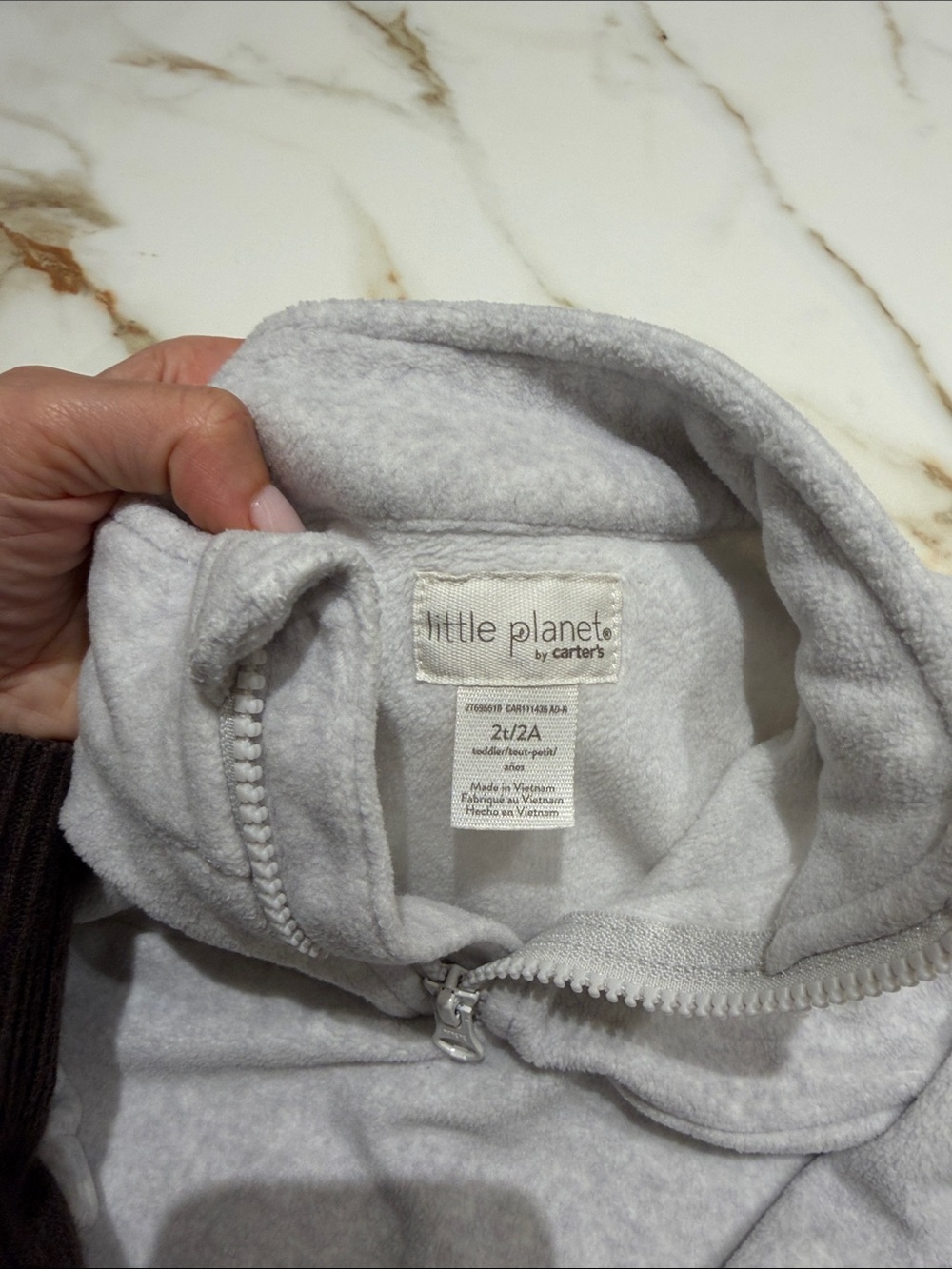 Little Planet by Carter's Light Gray Fleece Jacket — Toddler 2T - Picture 4 of 5